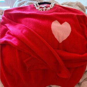 Z Supply Red Heart Crew Neck Sweater